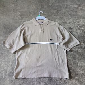 Vintage 90s Helly Hansen Oversized Polo Shirt Mens L Tan Heavyweight Preppy